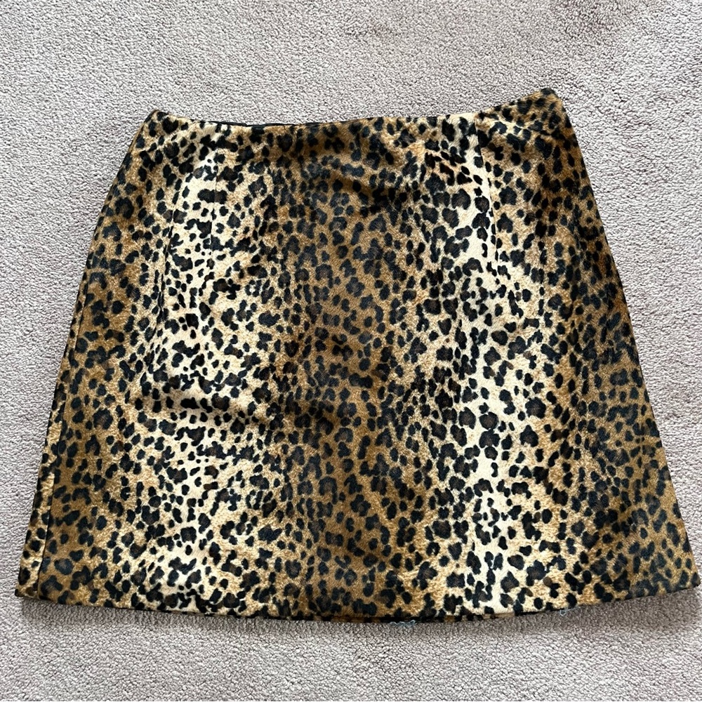 Leopard Print A-Line Mini Skirt - Brown/Black